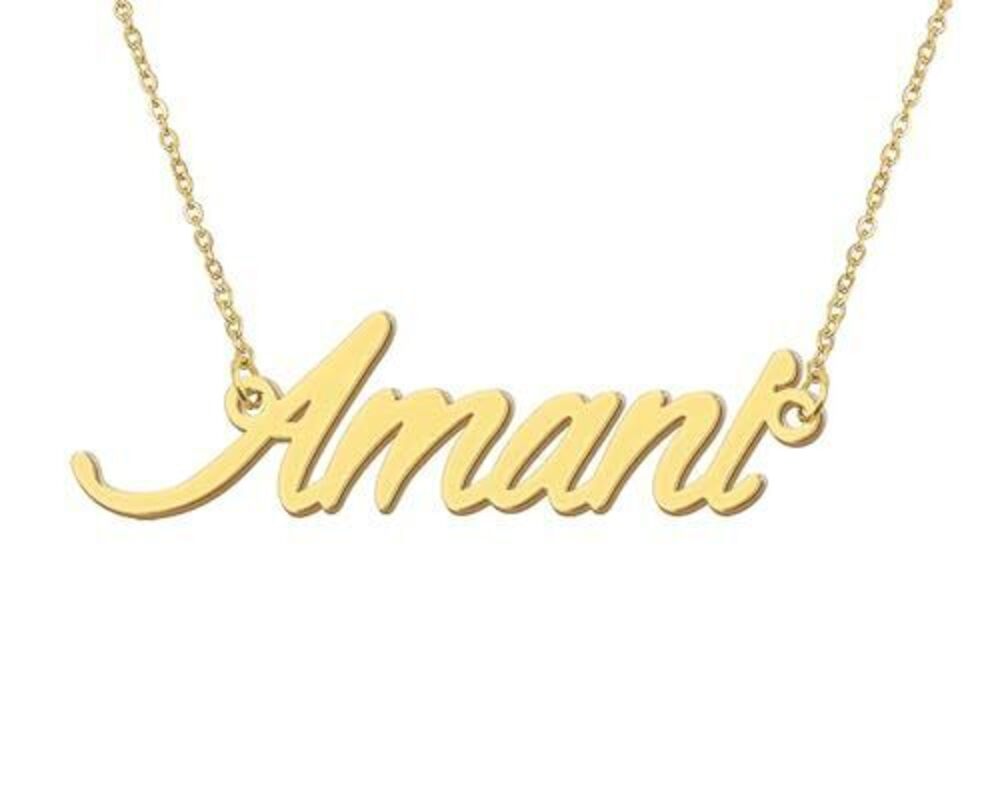 5340 18k Gold Plated Amani Name Necklace Layer Nameplate Necklaces